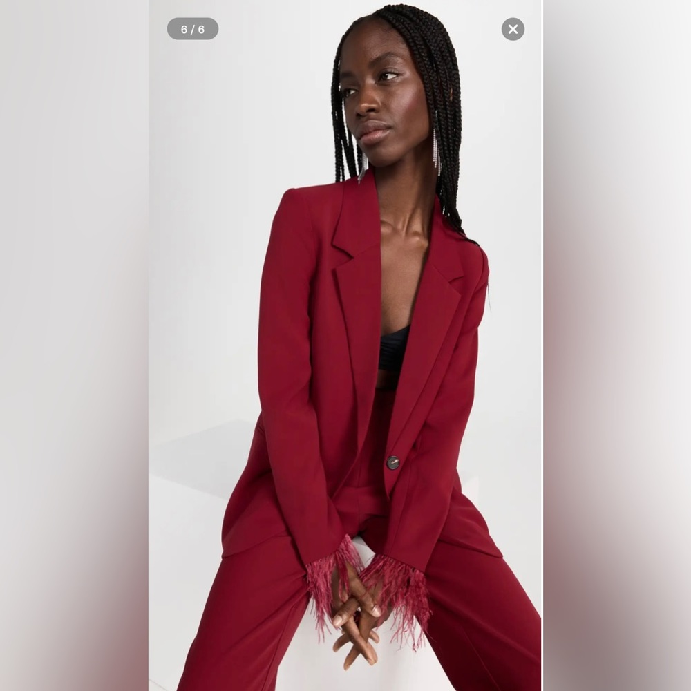 WAYF Feather Trim Blazer